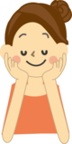 イラスト：頬杖を突く女の人