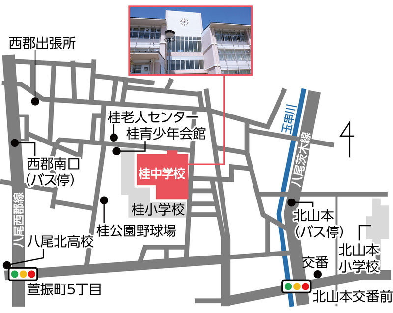 地図：桂中学校　詳細