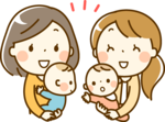 イラスト：おしゃべりするお母さんたち