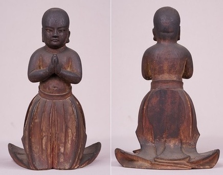 写真：木造 南無仏太子像(左：正面　右：背面）