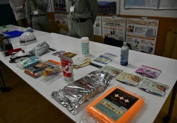 防災備品の展示
