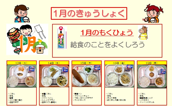 小学校給食実施献立の写真