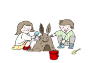 こどもが公園で遊んでいるイラスト