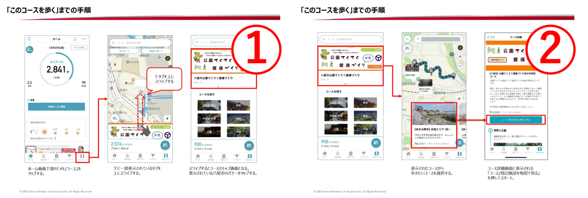 公園てくてく健康づくりコースの見かた