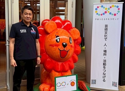 写真：大松市長　やおうえるかむコモンズPresents「伝統と未来をつなぐ本気で遊ぶ八尾の大人たち」での様子　5月18日