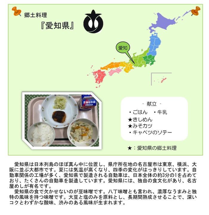 写真：愛知県の郷土料理の紹介1