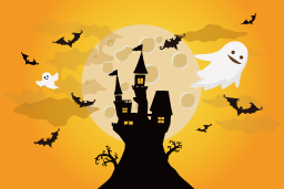 イラスト：ハロウィンのお城
