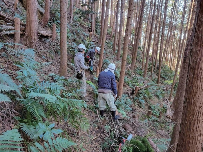 急斜面での活動風景