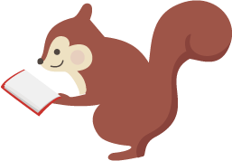 りすが読書をしている