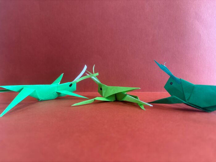 共同作品　01　バッタの親子(共同作品)