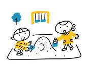 こどもが砂遊びしている様子