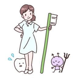 歯を守る歯科衛生士のイラストです
