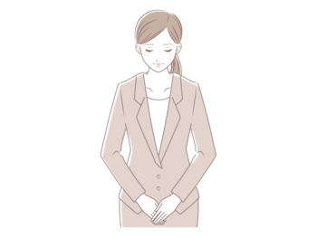 女性がお辞儀しているイラスト