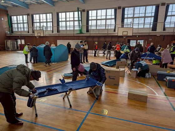 避難所開設の様子の写真