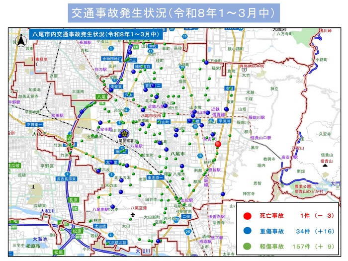 八尾市内交通事故発生状況（令和8年1月から3月中）