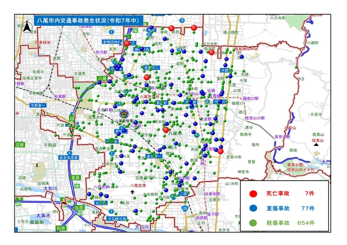 令和7年中八尾市内交通事故発生状況