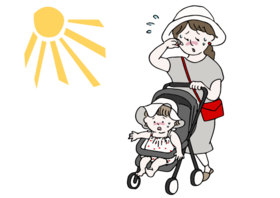 暑そうにしている親子