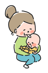 イラスト：赤ちゃんを抱くお母さん