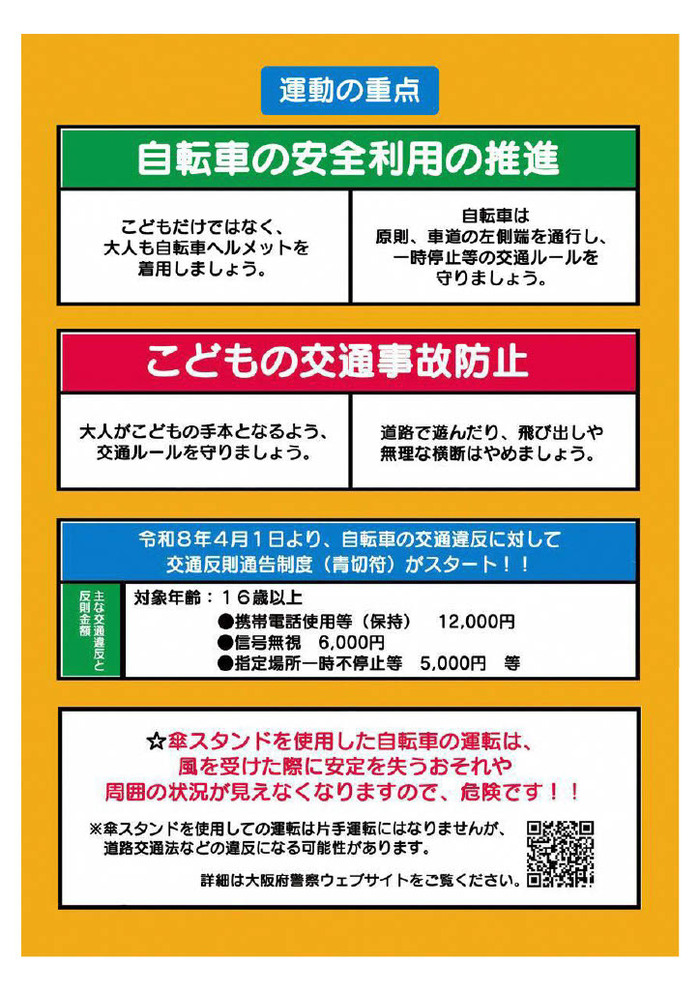 夏の交通事故防止運動のちらし裏