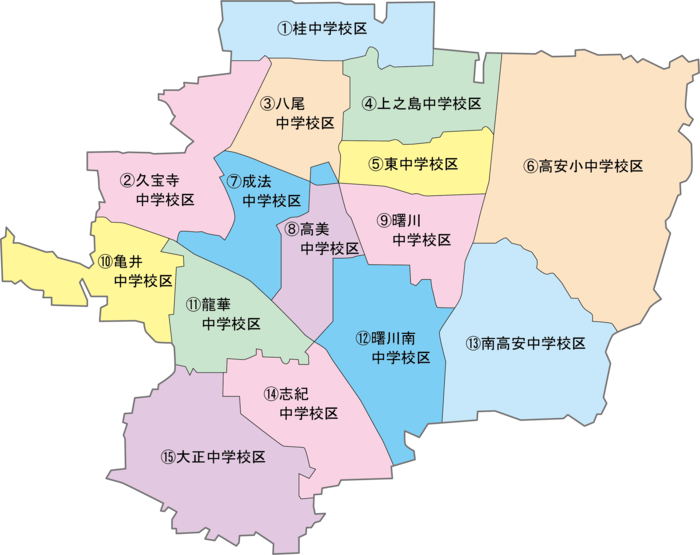 中学校区別マップ