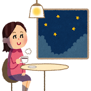 夜のカフェ