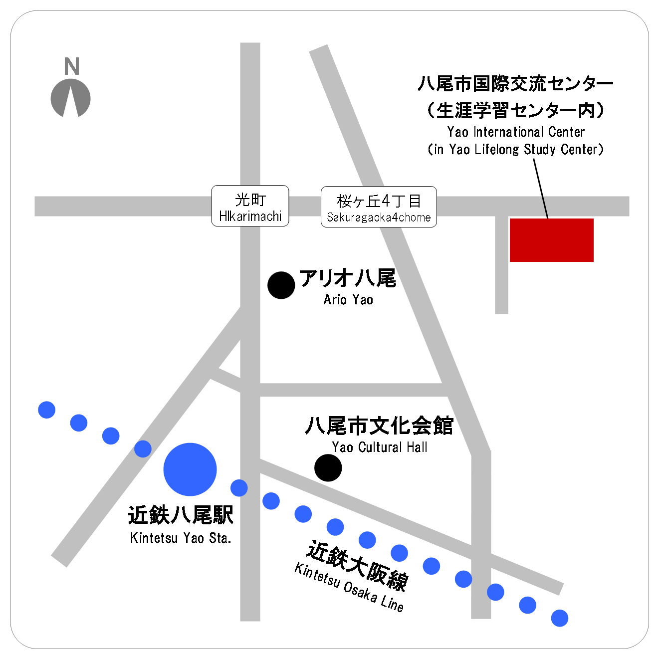 八尾市国際交流センターの地図